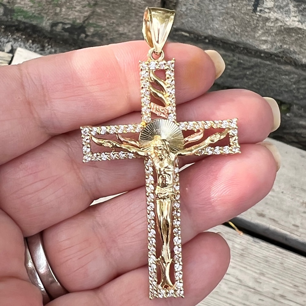 LARGE 14K YELLOW GOLD STATEMENT ORNATE CROSS  PENDANT ONE OF A KIND CUSTOM MADE